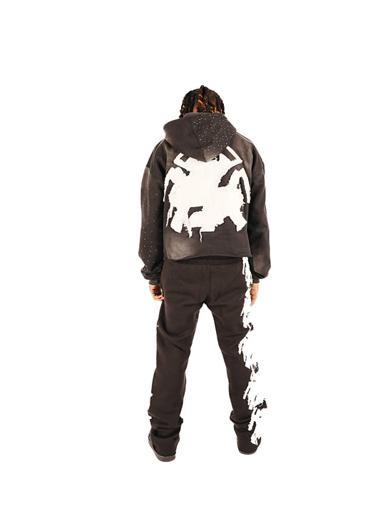 Abstract Zip Up - Black