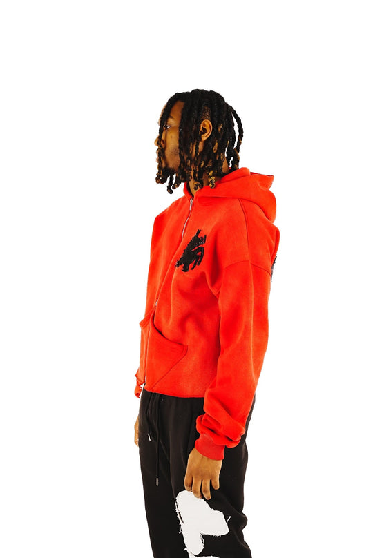 Abstract Zip Up - Red