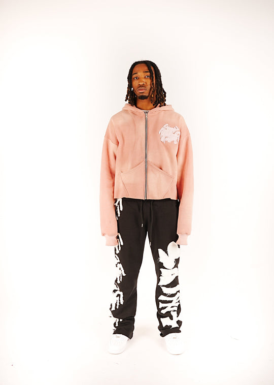 Abstract Zip Up - Salmon