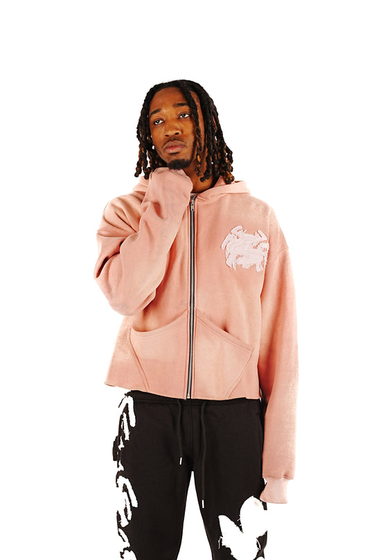 Abstract Zip Up - Salmon